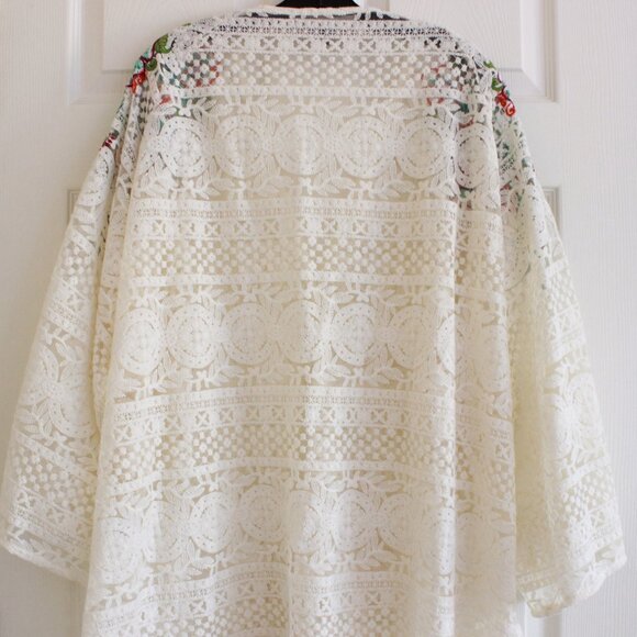 Double D Ranch Crochet Lace Cream Floral Embroidered Cardigan - Picture 10 of 11